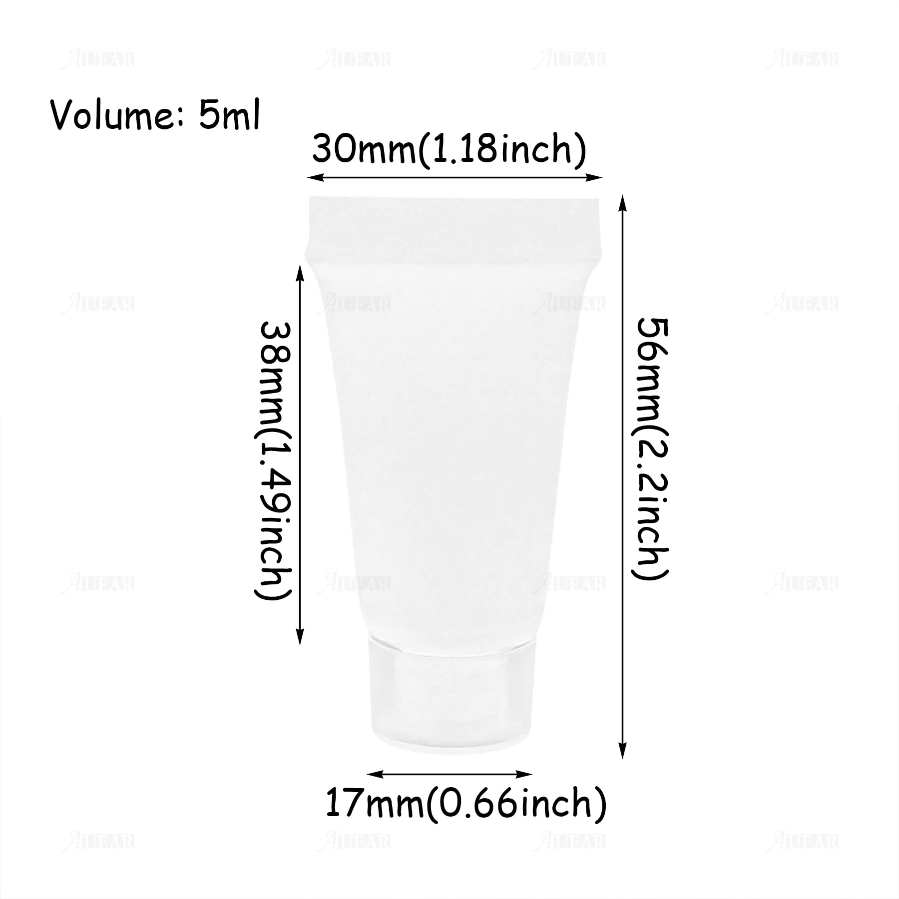 Auear, 24 Pack 5Ml Empty Refillable Plastic Soft Tubes Squeeze Cosmetic Bottles Packing Sample Bottles Mini Containers For Body